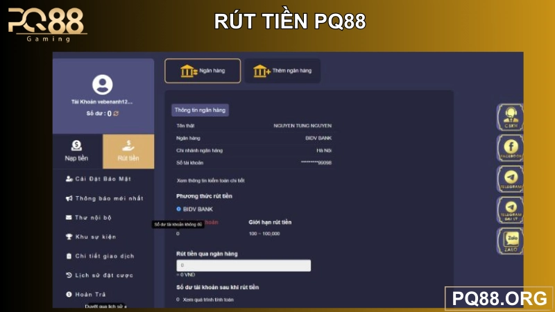 hướng dẫn rút tiền pq88